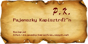 Pajenszky Kapisztrán névjegykártya